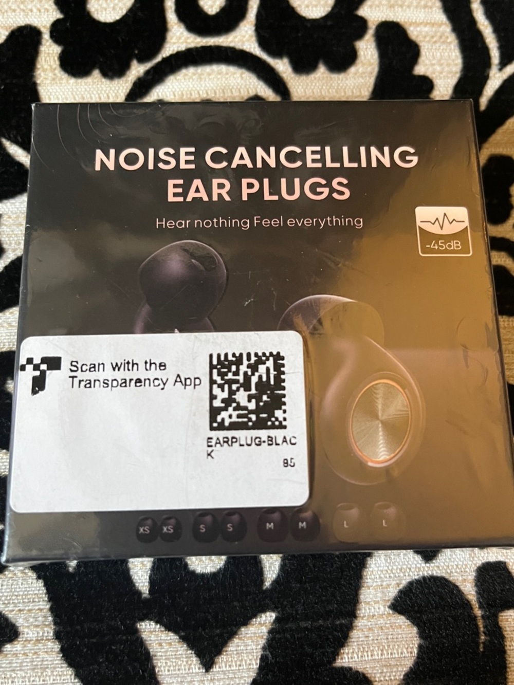 New Seal Noise Cancelling Ear Plugs - Black & Gold Trim  -45DB .